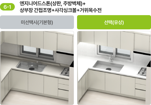 5-1. 엔지니어드스톤(상판, 주방벽체) 등 기본형·선택(유상) 비교